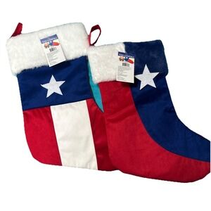 Texas Essentials Lone Star Texas Flag 18" Christmas Stocking Red White Blue NWT
